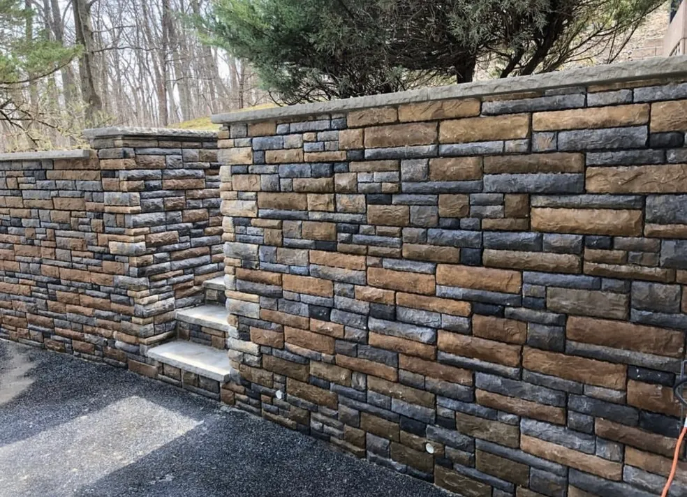 EP Henry stone retaining wall installation in Franklin Lakes, NJ by Masonry Pro Construction